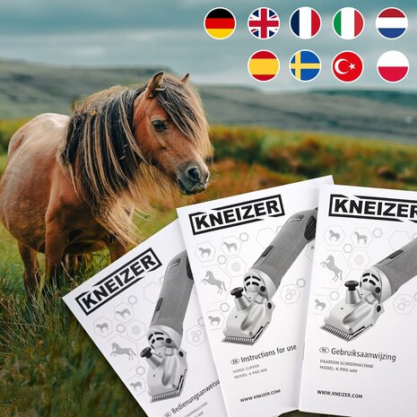 KNEIZER Tosatrice per cavalli, set completo con accessori &ndash; con lame intercambiabili &ndash; silenziosa e a bassa vibrazione